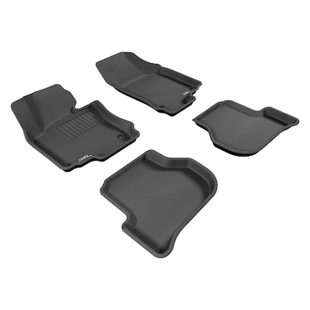 3D Maxpider Kagu 1st & 2 Row Floor Mat for 2005-2010 Volkswagen Jetta - Black L1VW00801509